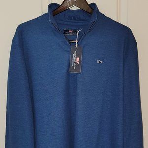 Vineyard Vines Men's Stripe Quarter Zip - XL - Kingfisher Blue - New with Tags